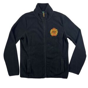 Lauren By Ralph Lauren Women's Black Crest Full Zip Fleece Jacket Size Medium